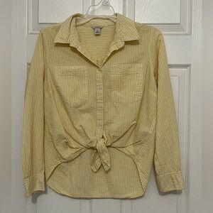 LL Bean Womens Button Up Seersucker Shirt Size S